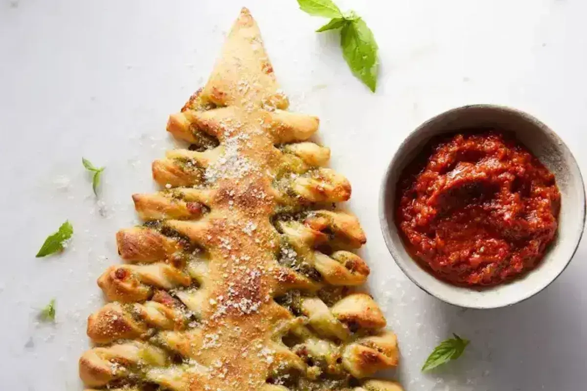 Festive Puff Pastry Christmas Tree with Pesto and Cheese